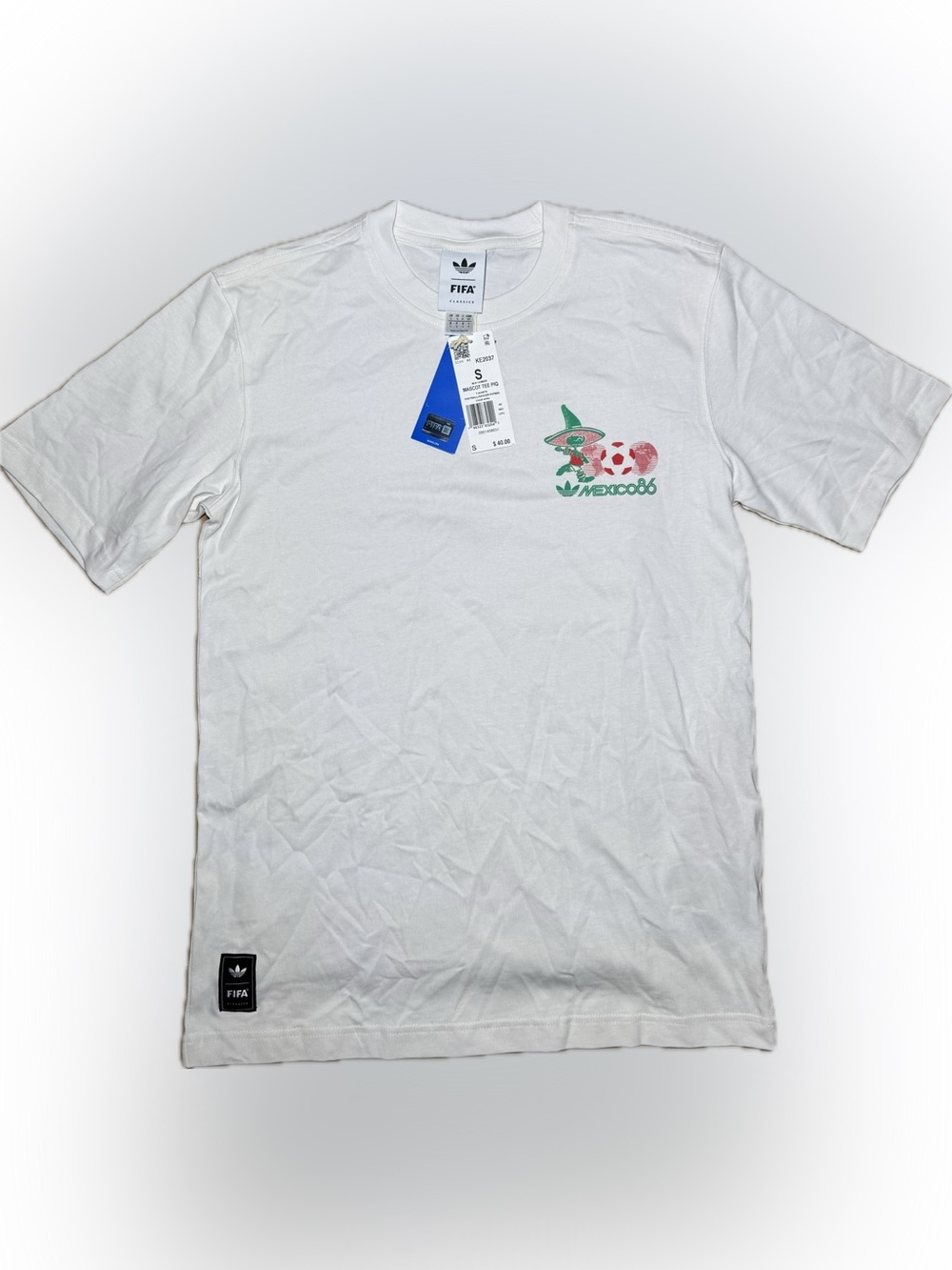 Adidas FIFA Mexico 86 White Graphic T-Shirt - Small